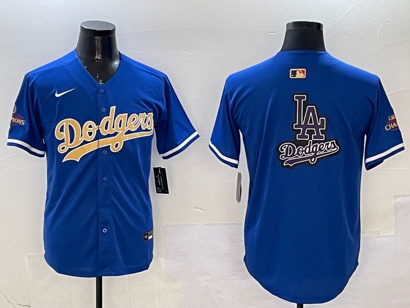 Men Los Angeles Dodgers Blank Blue Champion gold character 2025 Nike MLB Jersey style 19->los angeles dodgers->MLB Jersey